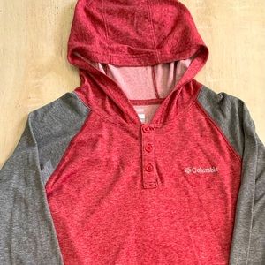 Men's Columbia Wildberry Omni-Wick Colorblock Raglan Hoodie Red & Grey - LG